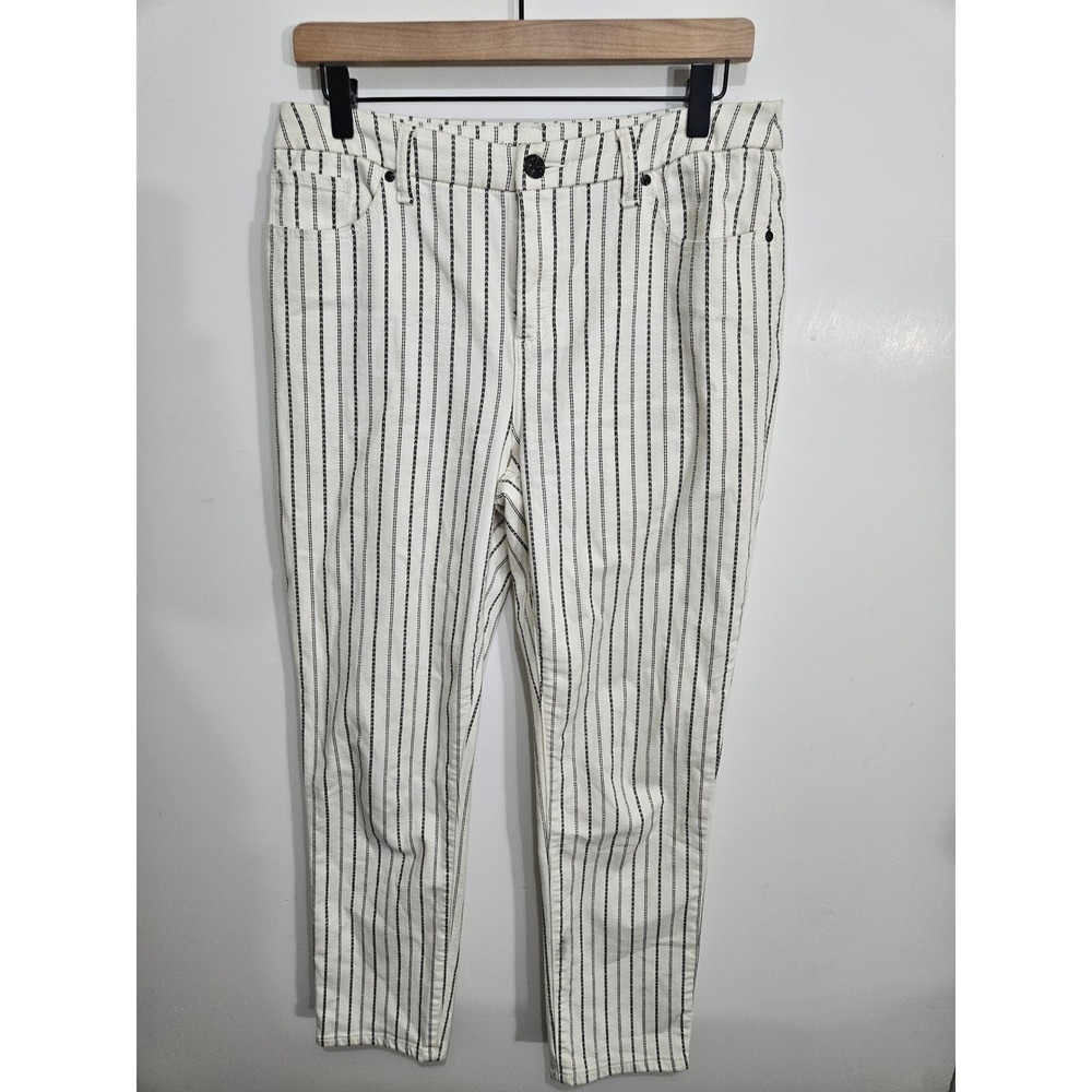 Chicos So Slimming Girlfriend Slim Leg Ankle Pants White Black Striped Size 1R 8